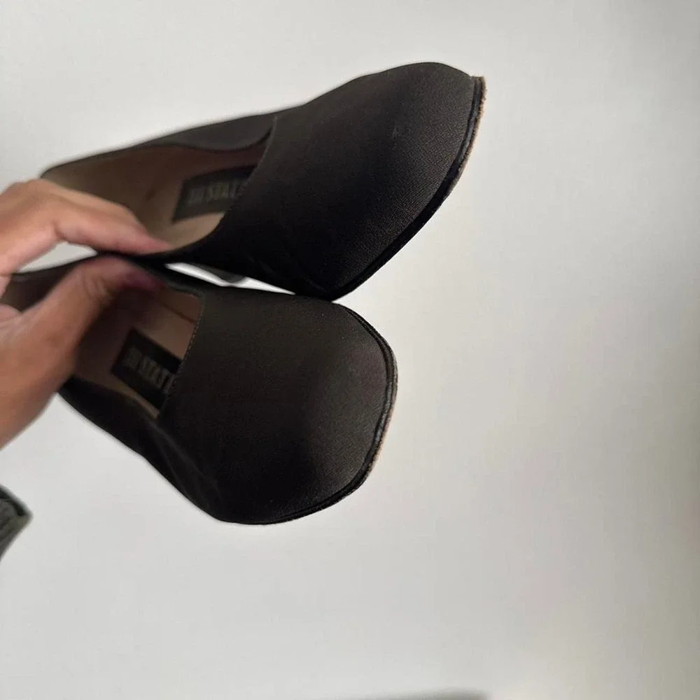 Vintage 90s fabric block‎ heel size 8.5 dark olive green minimal
